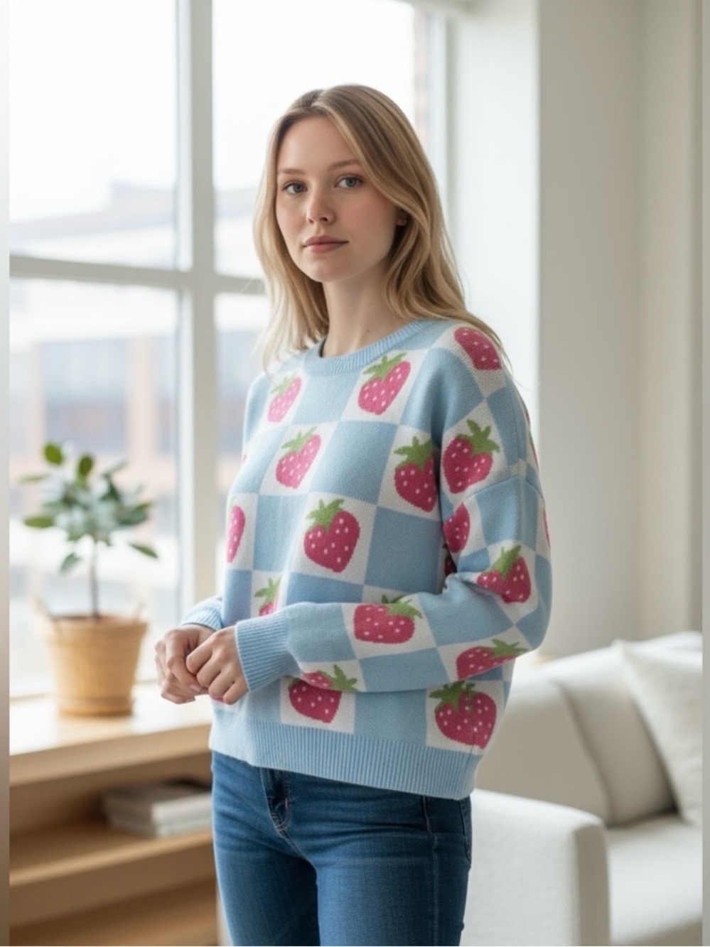 Anthropologie Luna Ivy Strawberry Sweater